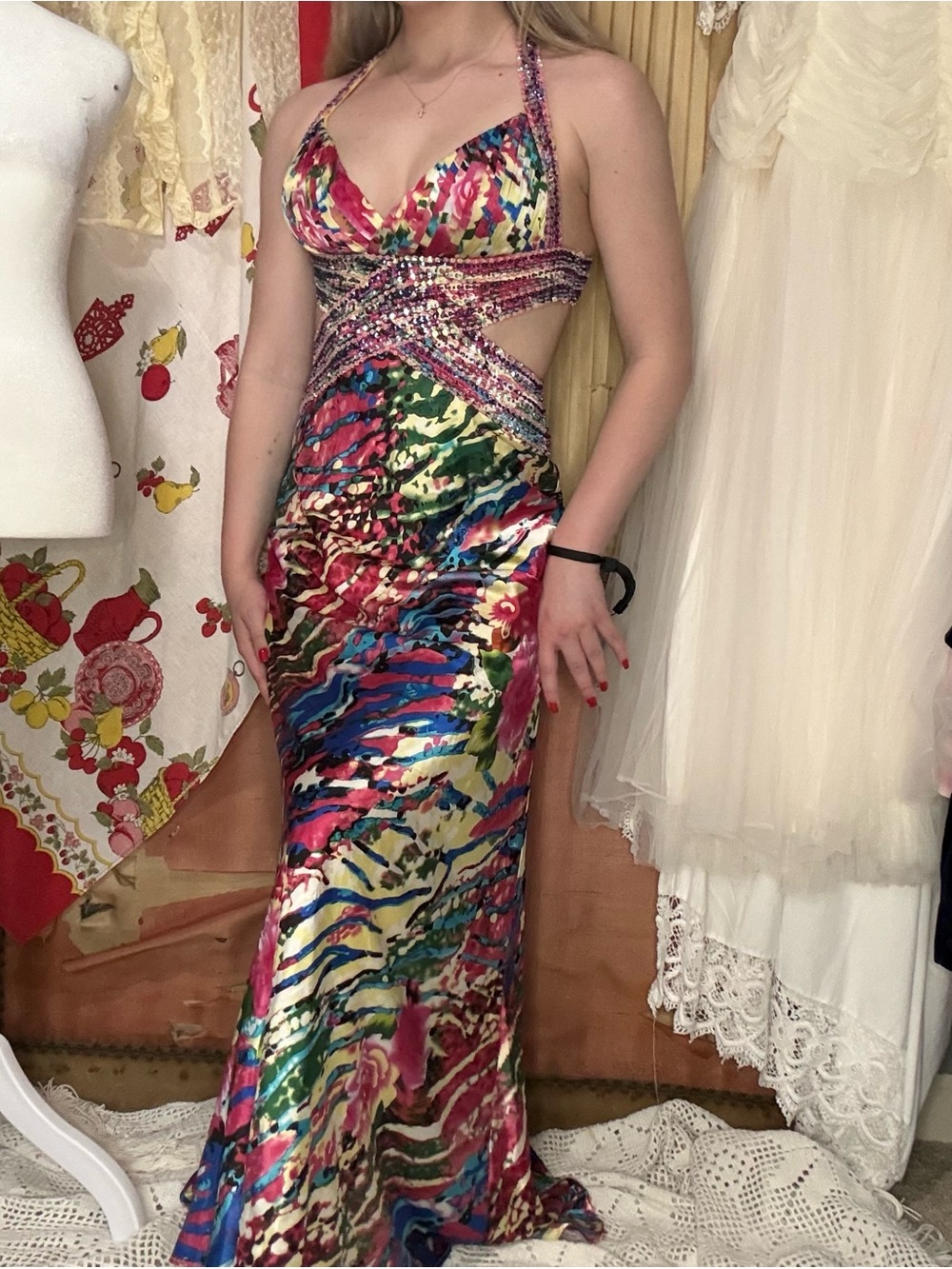 Y2K Cache Multicolor Beaded Maxi Dress
